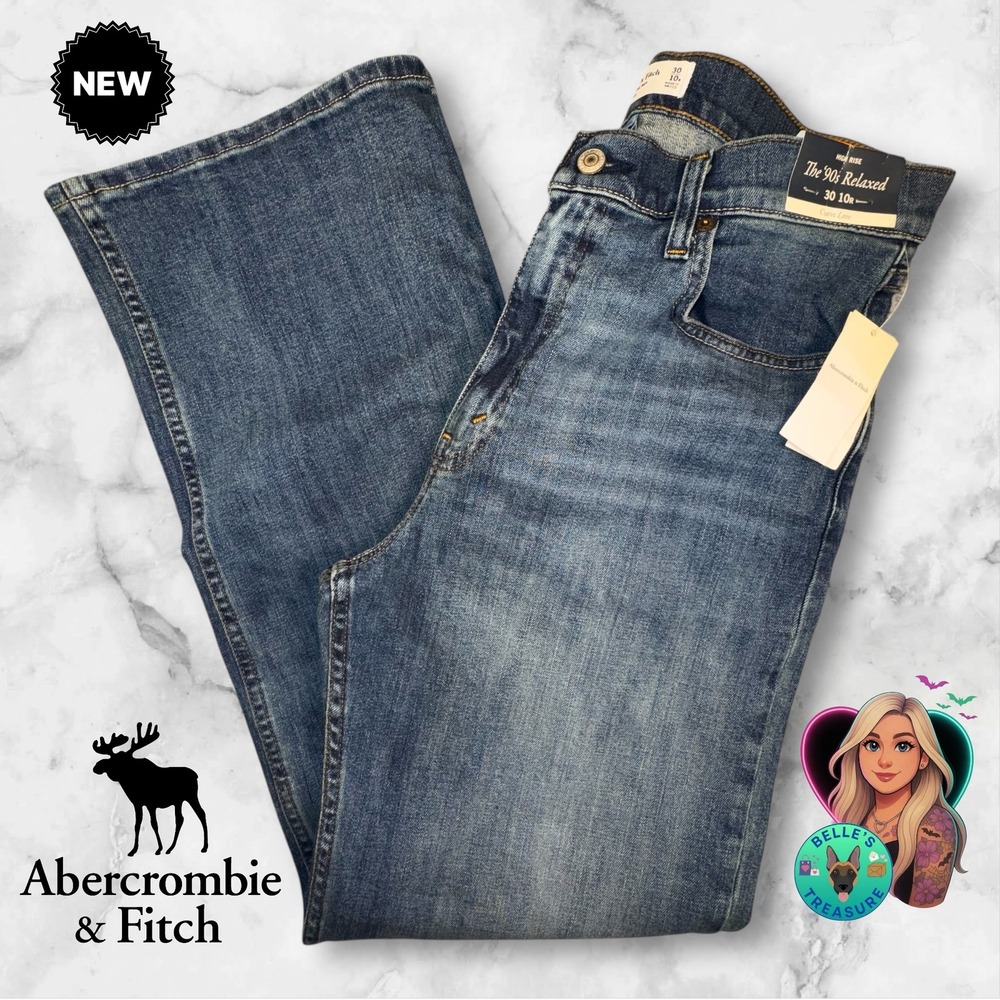Abercrombie Fitch Jeans Women's 10 90s Relaxed High Rise‎ Medium Wash 31x30 NEW
